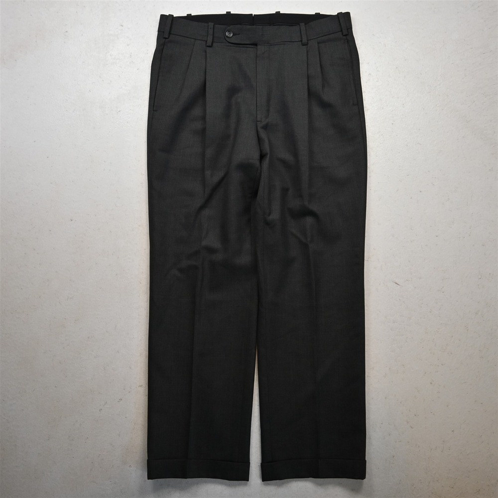 Tom James 34x30 Gray Wool Pleated Cuffed Baggy Dress Mens Pants
